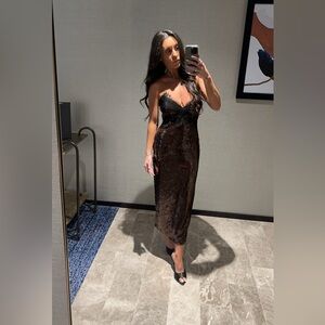 Retrofete Brown Sequin Midi Dress